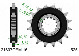 Pignon Pas 525 YAMAHA TDM 900 WITH RUBBER